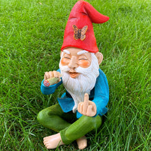 Load image into Gallery viewer, Mood Lab Garden Gnome - Relaxed Smoking Gnome - 9.6 Inch Tall Finger Statue - Lawn Garden Figurine
