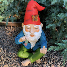 Load image into Gallery viewer, Mood Lab Garden Gnome - Relaxed Smoking Gnome - 9.6 Inch Tall Finger Statue - Lawn Garden Figurine
