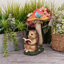 Load image into Gallery viewer, TERESA&#39;S COLLECTIONS Garden Ornaments Outdoor, Lovely Hedgehog and Mushroom with Solar Lights, Waterproof Resin Hedgehog Ornaments, Hedgehogs Gifts, Birthday Gifts for Mum, Indoor Outdoor 17.5CM
